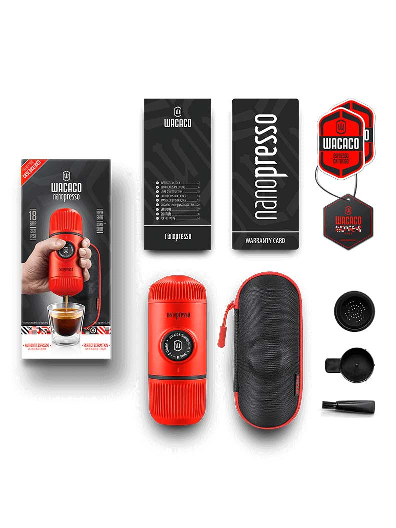 WACACO Кафемашина Nanopresso Classic + калъф, Lava Red